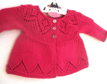 Isabelle Cardi - Knitting Pattern - Baby girl to age 6 cardigan - Instant Download PDF