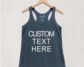 Custom Text Personalized Tank Top Workout Gym Eco-Friendly Ink Women Graphic Tee