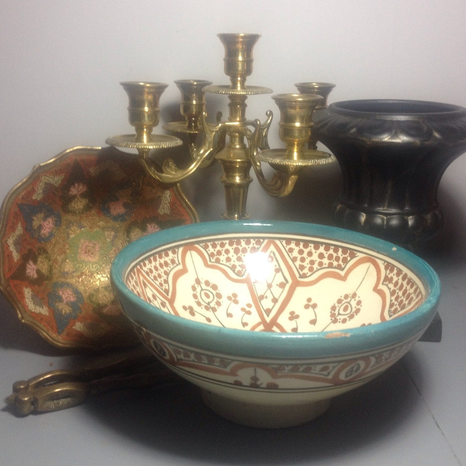 Vintage Indian Brass Peacock Bowl/Brass Bowl/Indian Bowl/Brass