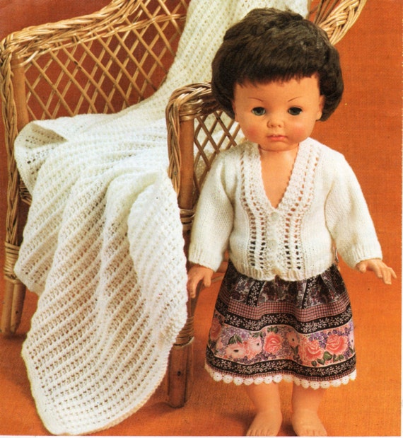 baby doll clothes knitting pattern PDF dolls cardigan square