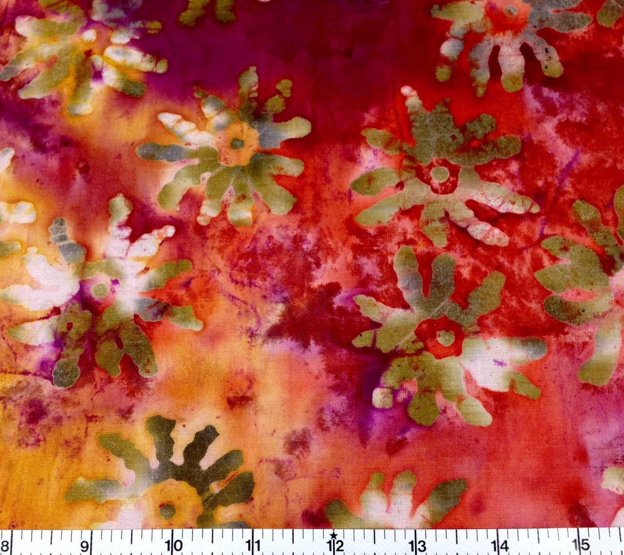 Batik Fabric TYE DYE SUMMER Red 100 Cotton A E Nathan