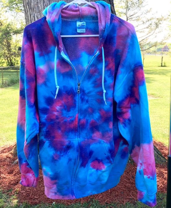 Tie Dye Zip Up Hoodie Size XL Tie Dye Hoodie by beachbumtiedye