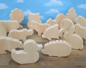 Wooden animal set for children - Wooden toys - Make your own animal set of 9 big wooden animals - Wooden animals to paint - Party favors