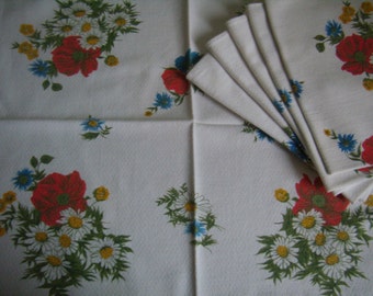 French napkins, linen white vintage, Lot of 6 parts