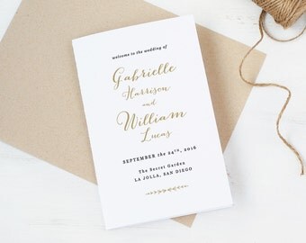 Wedding Programs Template,Printable Folded Programs, Editable Artwork and Text Colour, Edit in Word or Pages