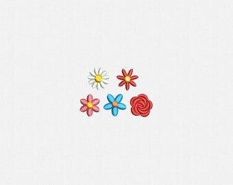 0,5" and 0,75" Mini Flowers Machine Embroidery Design - 5 Designs by 2 Sizes