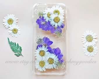 iPhone 6 Case, iPhone 6s Case, iPhone 5s Case, Samsung Galaxy S7 Case, S6 Case, iPhone 6 Plus Case, 6s Plus Case, Clear Pressed Flower Case