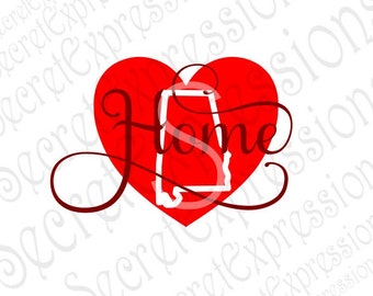 Alabama Home Svg, Alabama Svg, Alabama Home Heart Svg, Alabama State Svg, Digital Cutting File Eps Png JPEG DXF, SVG Cricut, Svg Silhouette