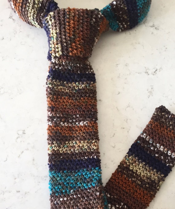 Items similar to Hand Knit Men's Necktie, Multicolored Knit Necktie