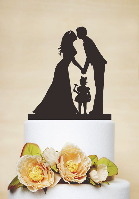 Wedding Cake  TopperCouple Silhouette with a litter