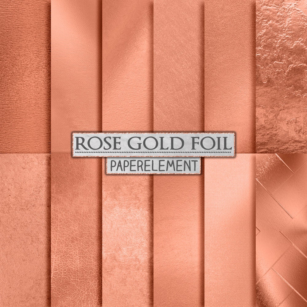 Rose Gold Foil Backgrounds: Rose Gold Digital Paper Metallic
