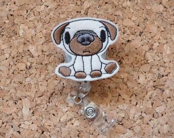 Badge Reel | Felt PUG ID Badge Reel | Lanyard | Retractable Name Holder | Nurse / Teachers / Office Workers | 467