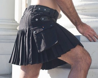 OUT is in USA Custom made utility Kilt, utility Kilt, Pride Kilt, Boi wear, Lesbian Kilt, Uni-sex Kilt, black kilt, steampunk kilt, rainbow