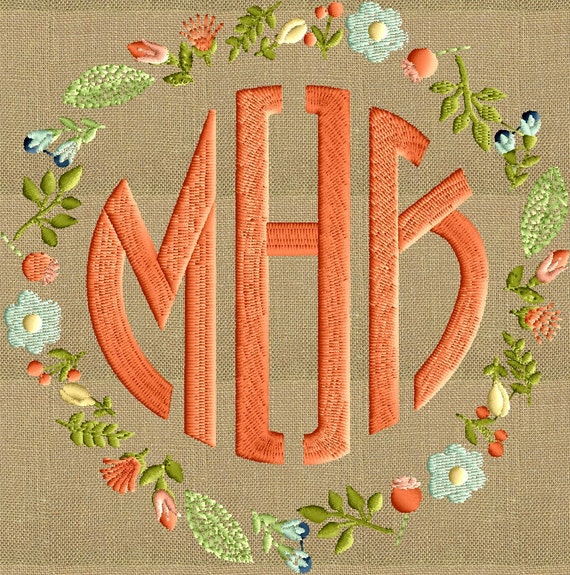 Floral Font Frame Monogram Embroidery Design Font not