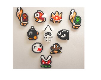 Mario Perler baddies | 8 bit pixel art | perler bead art | Boo | Koopa | Goomba | Blooper