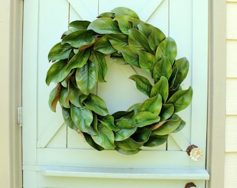 Magnolia Wreath ~ Fixer Upper Decor ~ Spring Wreath ~ Magnolia Leaf Wreath ~ Year Round Wreath ~ Wedding Decor ~ Farmhouse Wreath