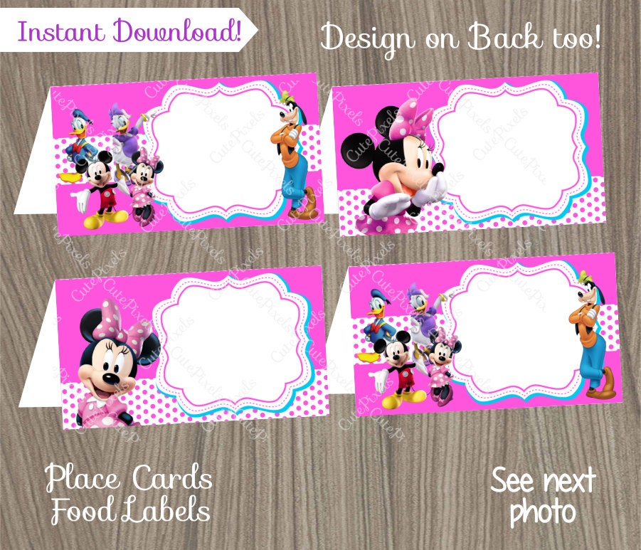 minnie mouse place cards minnie mouse food labels minnie