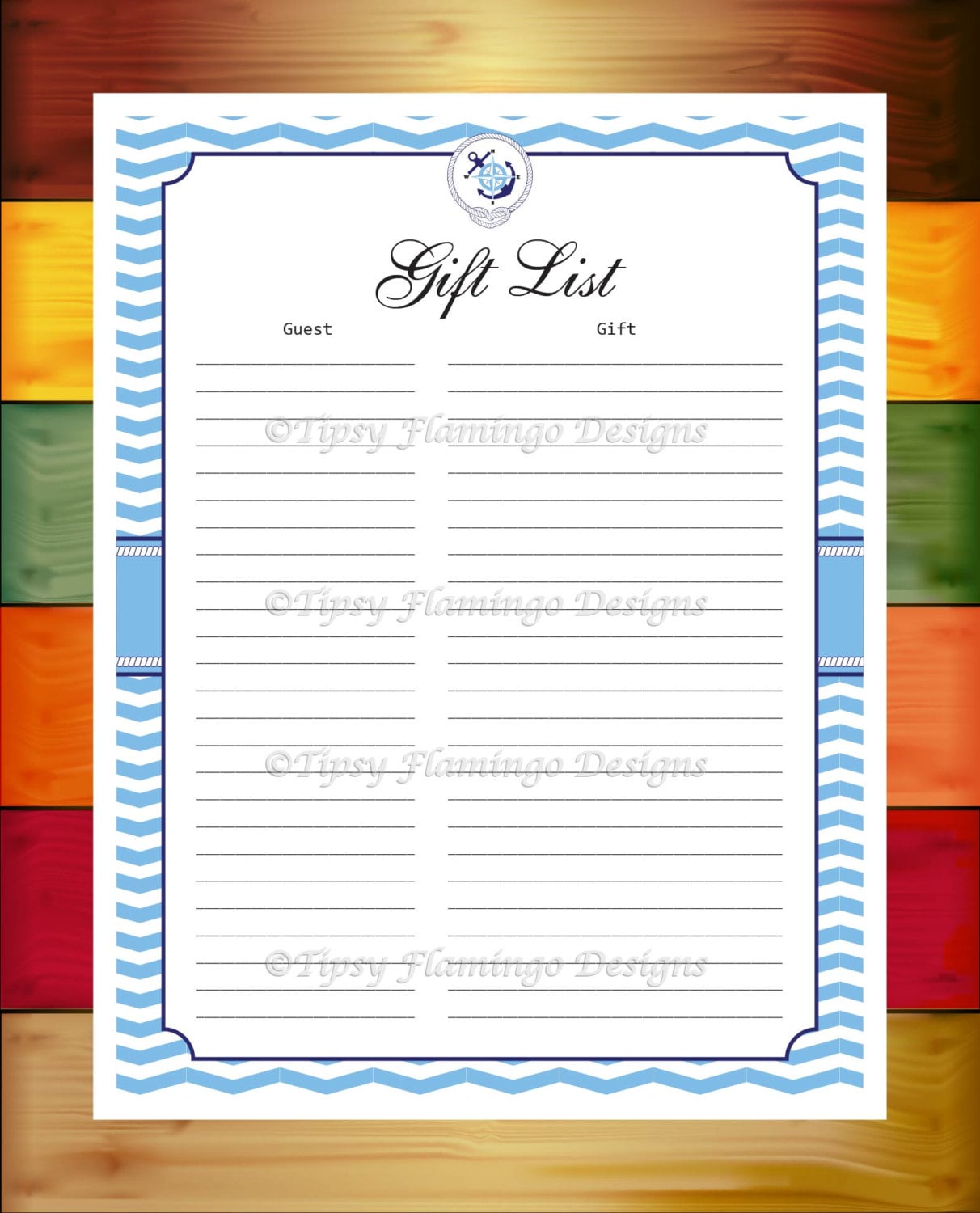 Baby Shower Gift List Baby Gift List Record Blue and