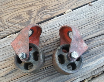 Vintage Cast Iron Wheels, Garden Cart, Craft, Project Wheels