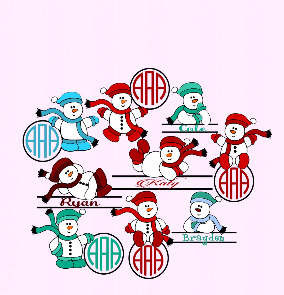 Download Snowman Monogram Frames SVG Split Frame SVGEPS by ...