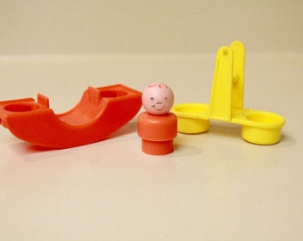 Vintage Fisher Price Playground Set/ 3 Piece Set /1973/ Little People/ Mattel