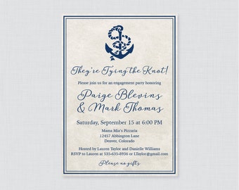Nautical Engagement Party Invitation Printable or Printed - Navy Nautical Engagement Party Invitations - Achor Nautical Party Invites 0011