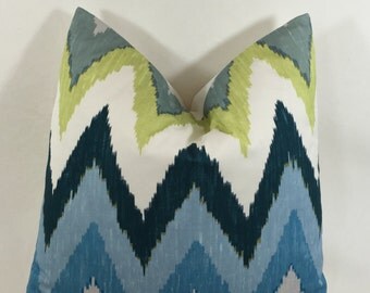 Schumacher Adras Ikat -Sky - Martyn Bullard - Cushion Cover - Pillow Throw