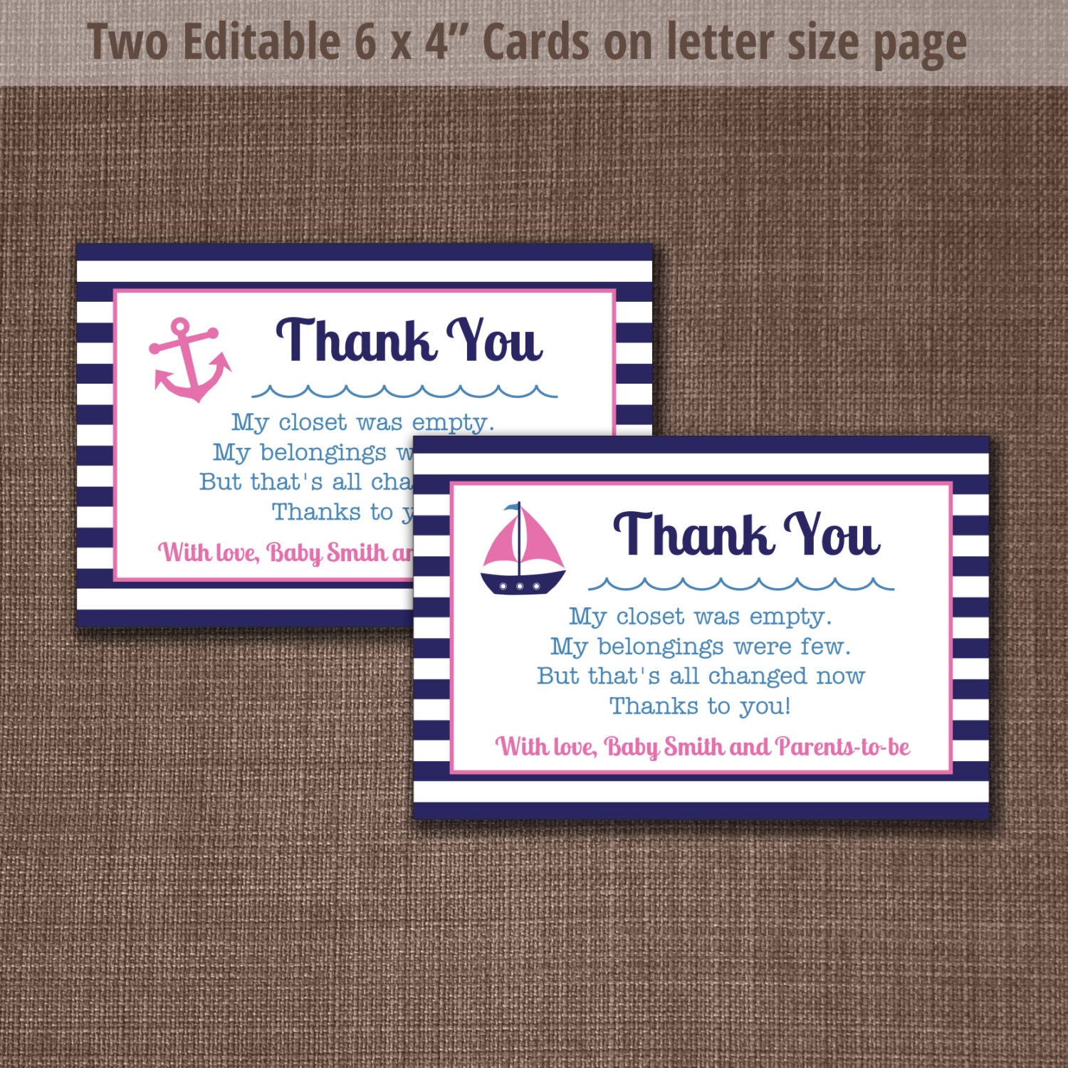 Nautical Thank You Cards Nautical Party Nautical Baby