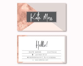 Business Card Design, Premade Business Card Template, Geometric, Lines, Modern, Minimal, Elegant Business Card, Rose Gold Business Card