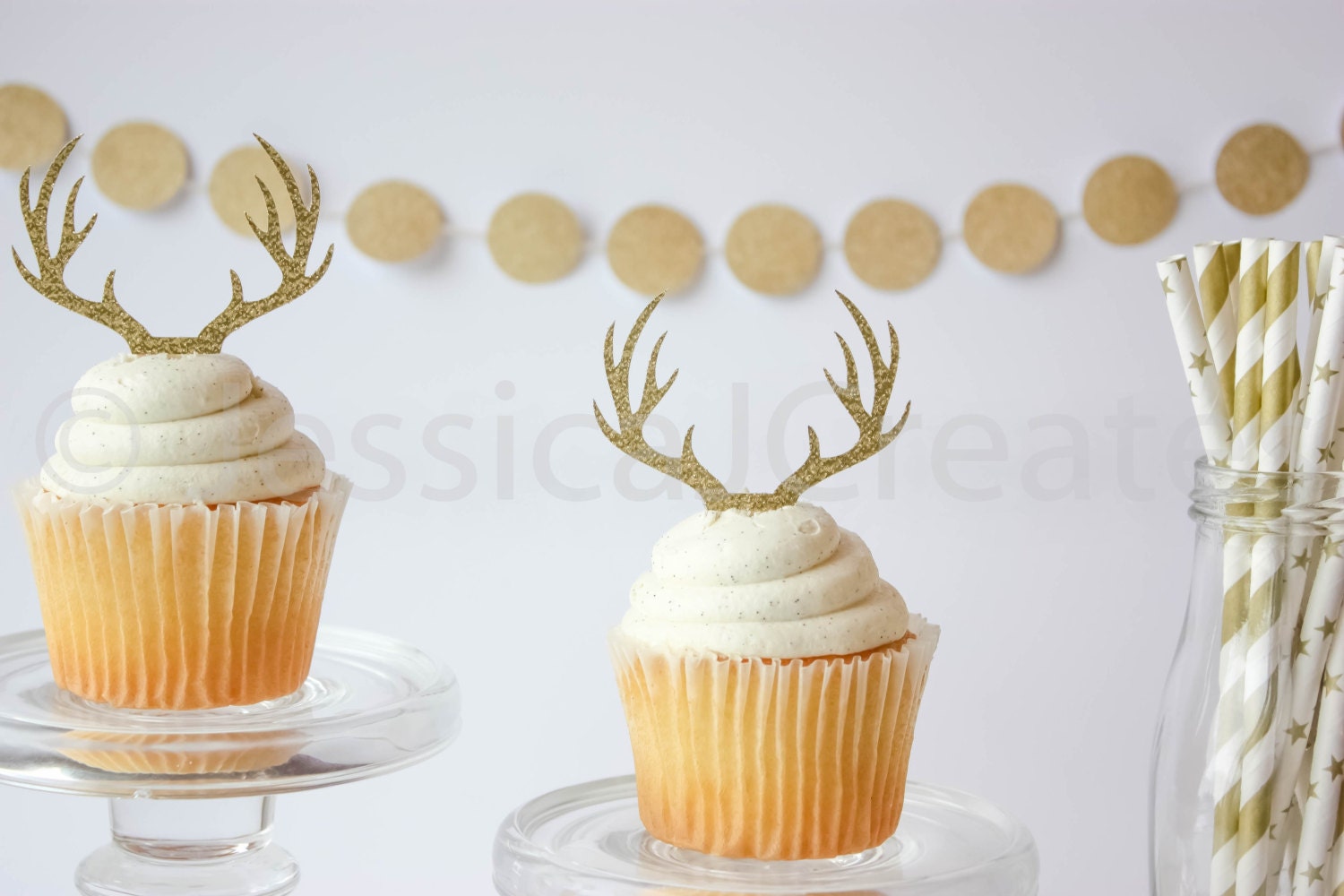 Antler Cupcake Toppers Deer Cupcake Topper Rustic Party