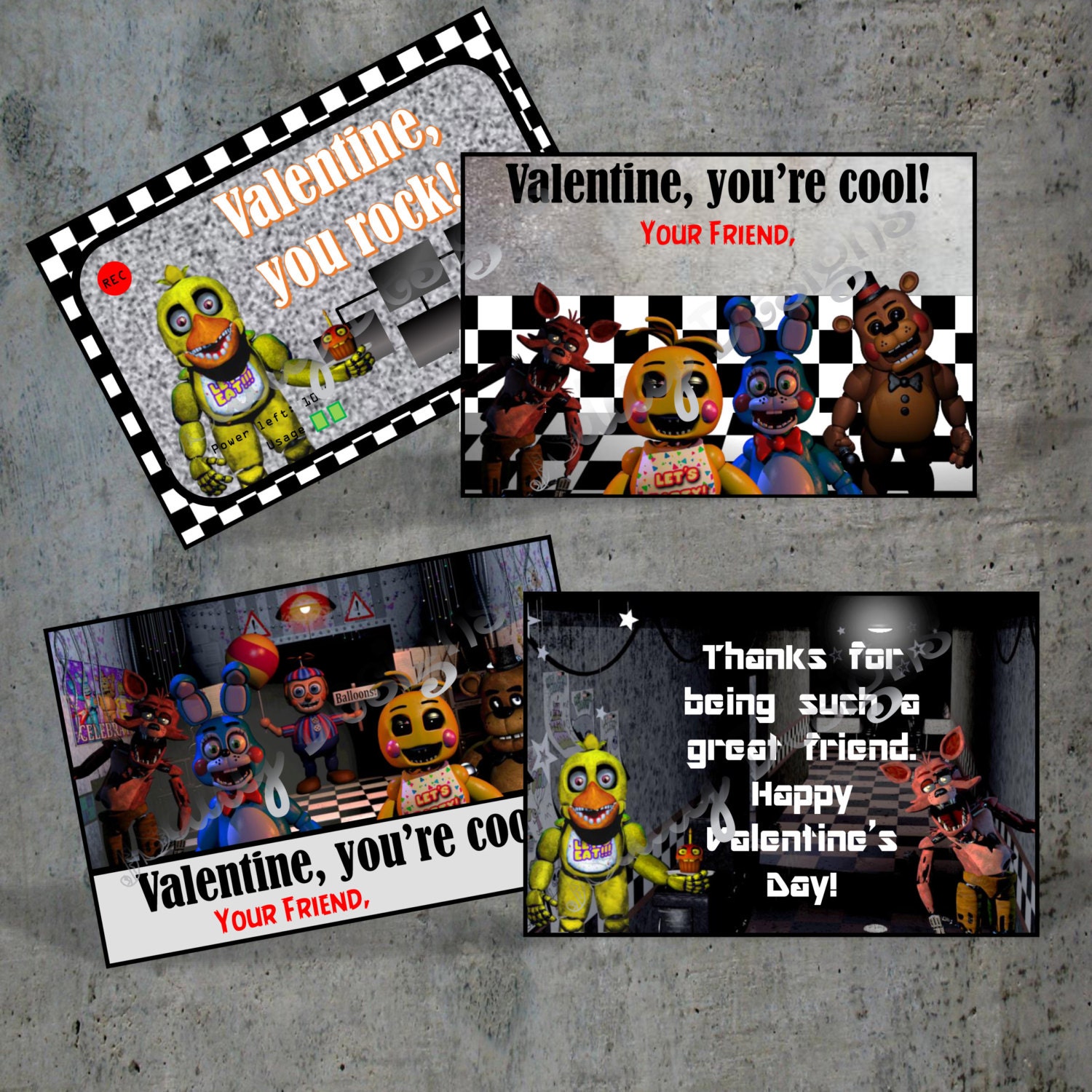 FNaf Valentine Valentine's Day Valentines Five by JSdayDesigns