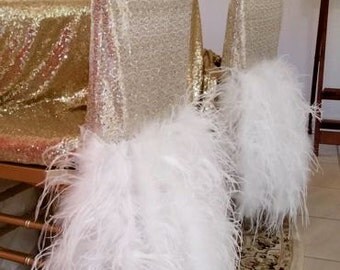 Sequin Feather Chair Cover