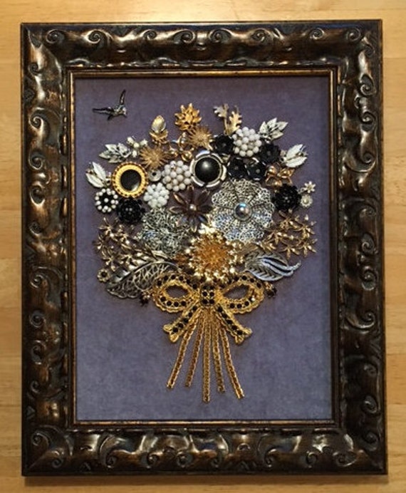 Items similar to Vintage & Costume Jewelry Bouquet Framed Art on Etsy