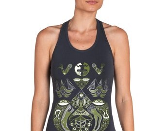 Geometric tank top- Ayahuasca clothing-Rave Top- Visionary Art-Graphic women tee- Psychedelic tank top-Boho tank-Native American-Trippy Top
