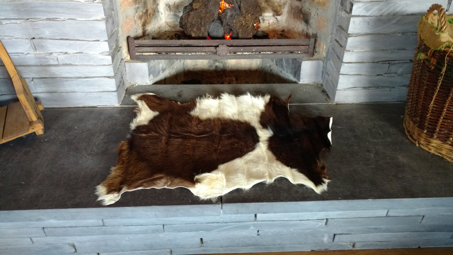 Real Goat skin rug hide pelt 100 natural brown