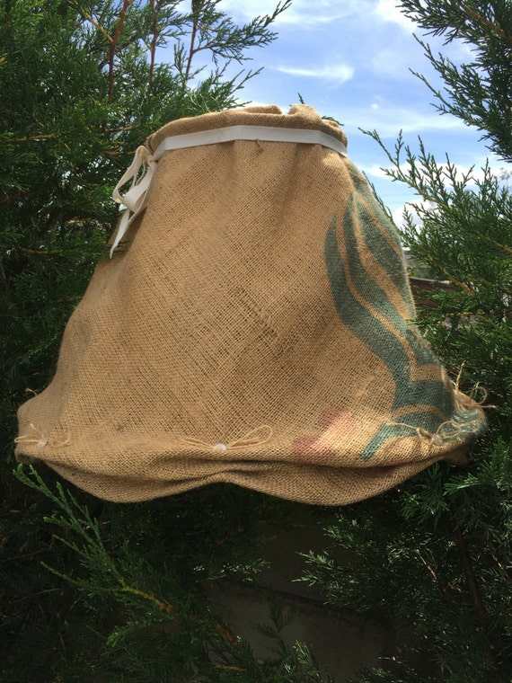 Coffee Bean Fabric Lampshade / Rustic Style Upcycled Lamp Shade / Large Hessian Sack Cloth Lampshade / Burlap Brazil Lampshade Reloved