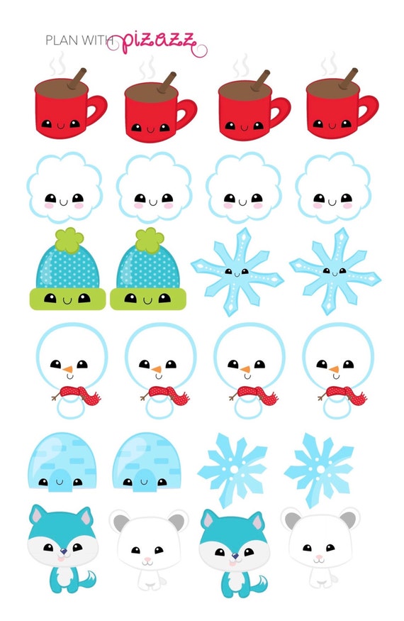 Kawaii Winter themed Stickers Perfect for Erin by PlanwithPizazz
