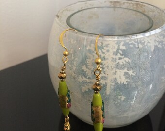 Hand Painted Glass Earring #43