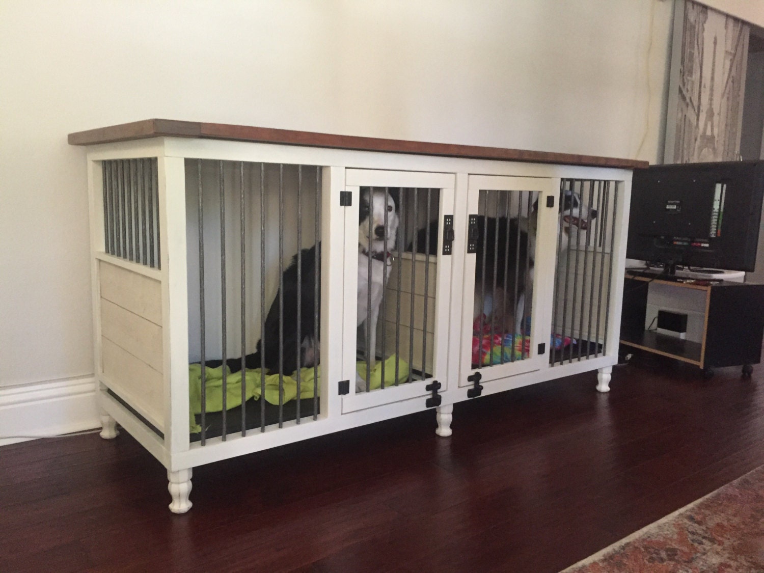 Double Dog Kennel solid hardwood Handmade by ArtsyReclaimed
