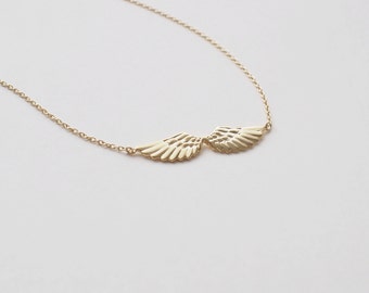 Angel Wing Necklace, Gold Wing Necklace , Delicate Minimalist Necklace in Sterling Silver, Gold, Rose Gold #D103