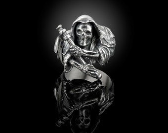 925 sterling silver grim reaper ring