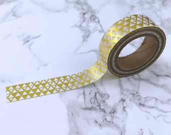 White & Gold Foil Triangle Pyramid Washi Tape // Decorative Paper Masking Drafter Planner Scrapbooking Tape