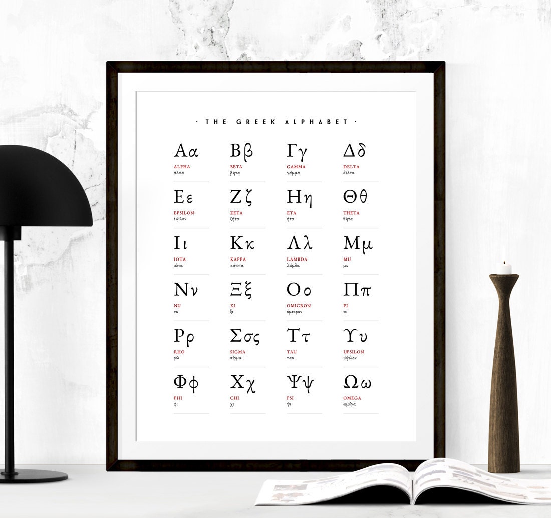 greek alphabet poster greek alphabet print alphabet poster