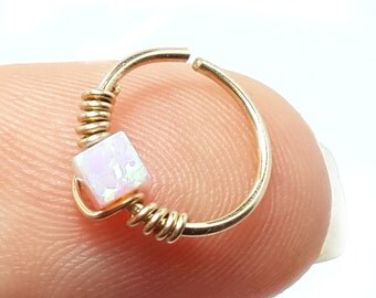 Tiny Hoop Nose Ring,Opal Nose Hoop,Nose Jewelry,Nose Piercing Ring,Nose Hoop,Silver Nose Hoop,Nose Hoop Goldfilled,Nose Ring,Tiny Nose Hoop.