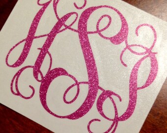 Glitter Vinyl Monogram Decal, Vinyl Monogram, Vinyl Decal, Monogram Decal for Yeti Rambler, Corkcicle, Swell Bottle, Tervis Tumbler, Car