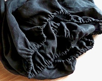 Natural Flax linen fitted sheet,linen bed sheet,luxury linen bedding,Smooth white black gray sheets,100% Linen handmade,custom Queen size