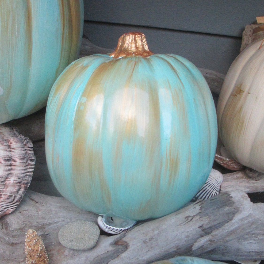 Coastal pumpkins Fall decoration Painted pumpkins Fall