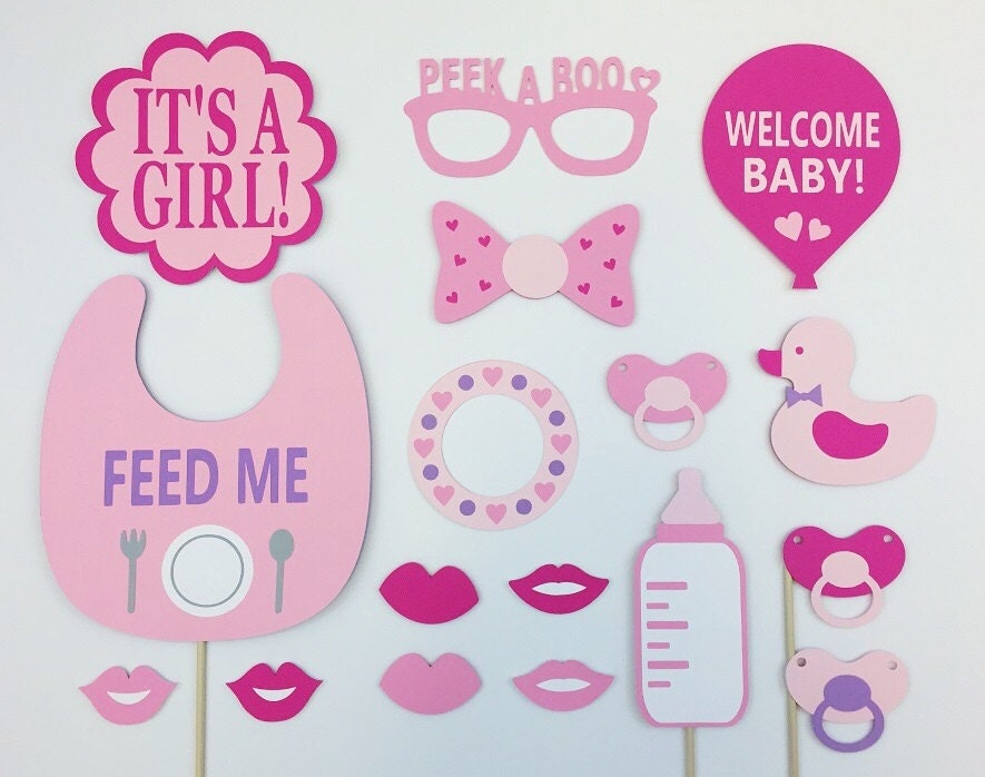Pink Baby Shower Photo Booth Props / Girl Baby Shower Props