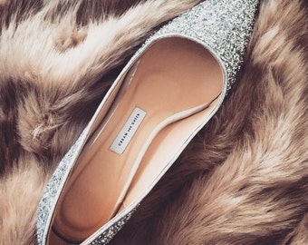 EU 35,wedding shoes, bridal shoes,low heel wedding shoes,silver wedding shoes,low heels,Glitter Shoes,silver,gift for her,gift for women