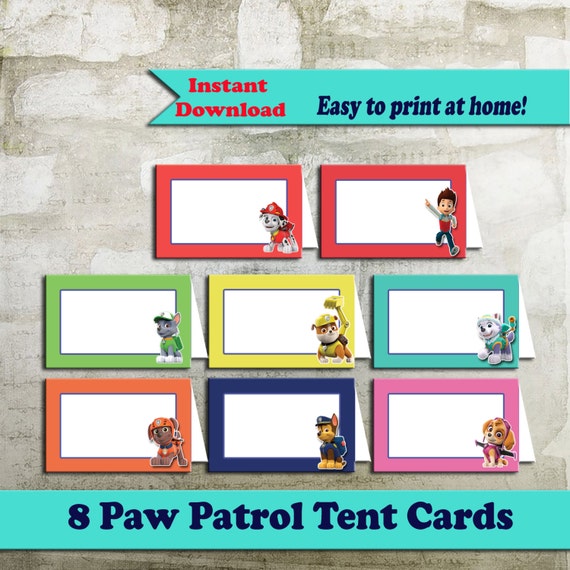 Paw Patrol Food Tent Cards Paw Patrol Food by OctopusDigitalStore